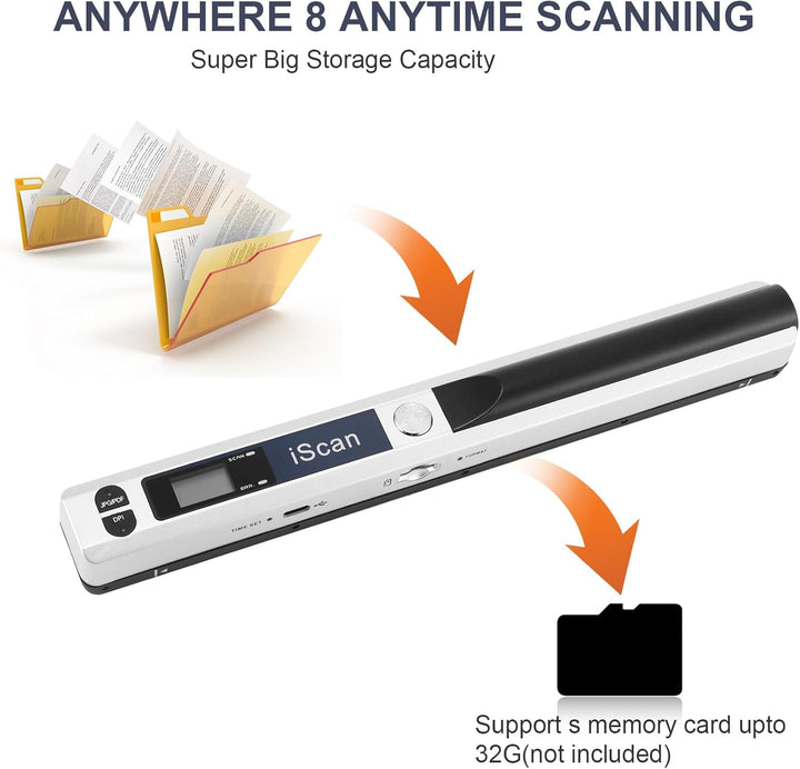AOZBZ Tragbarer Dokumentenscanner, 900 DPI, Handgerät, USB-Bildscanner, A4, Farbfoto, mobiler Scanne