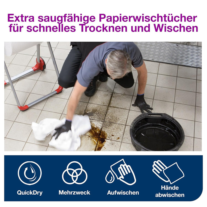 Tork Starke Mehrzweck-Papierwischtücher Weiss W1/2/3, 1 × 750 m Rolle, 130042 1 x 255 m Weiss, 1 x 2