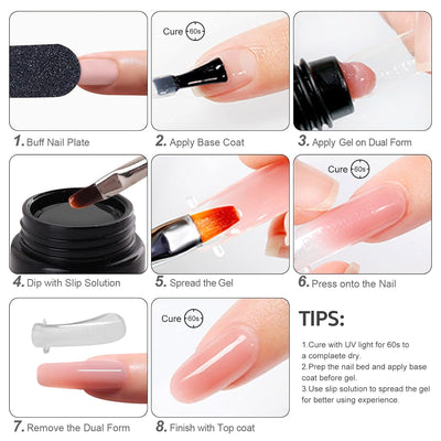 Poly Nagel Gel Starter Set mit UV Lamp Poly Nagelgel Set mit 7 Farben und Basislack&Decklack Manikür
