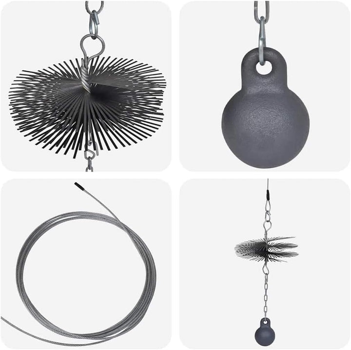 vidaXL Schornsteinbesen 25cm Rund Kaminbesen Russbesen Schornsteinfegerbesen 25