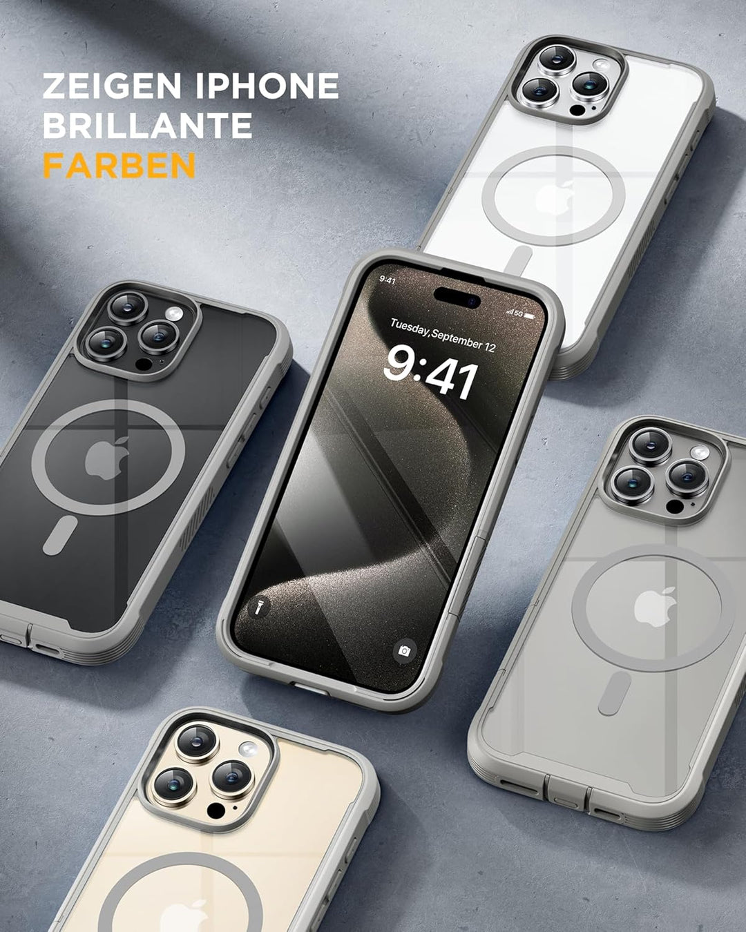 Miracase 360 Grad für iPhone 16 Pro Max Hülle mit Magsafe, Eingebaut Glas Schutzfolie, Komplettschut