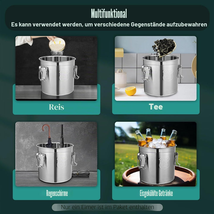 MccoMMon 6L/12L Edelstahl-Getreide,Lebensmittel Küche Container,Edelstahl luftdicht Tank,Küche Eimer