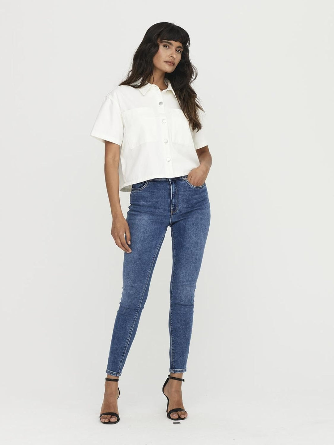ONLY Female Skinny Jeans ONLBLUSH Mittlere Taille Skinny Fit Jeans 25W / 30L Blau (Medium Blue Denim