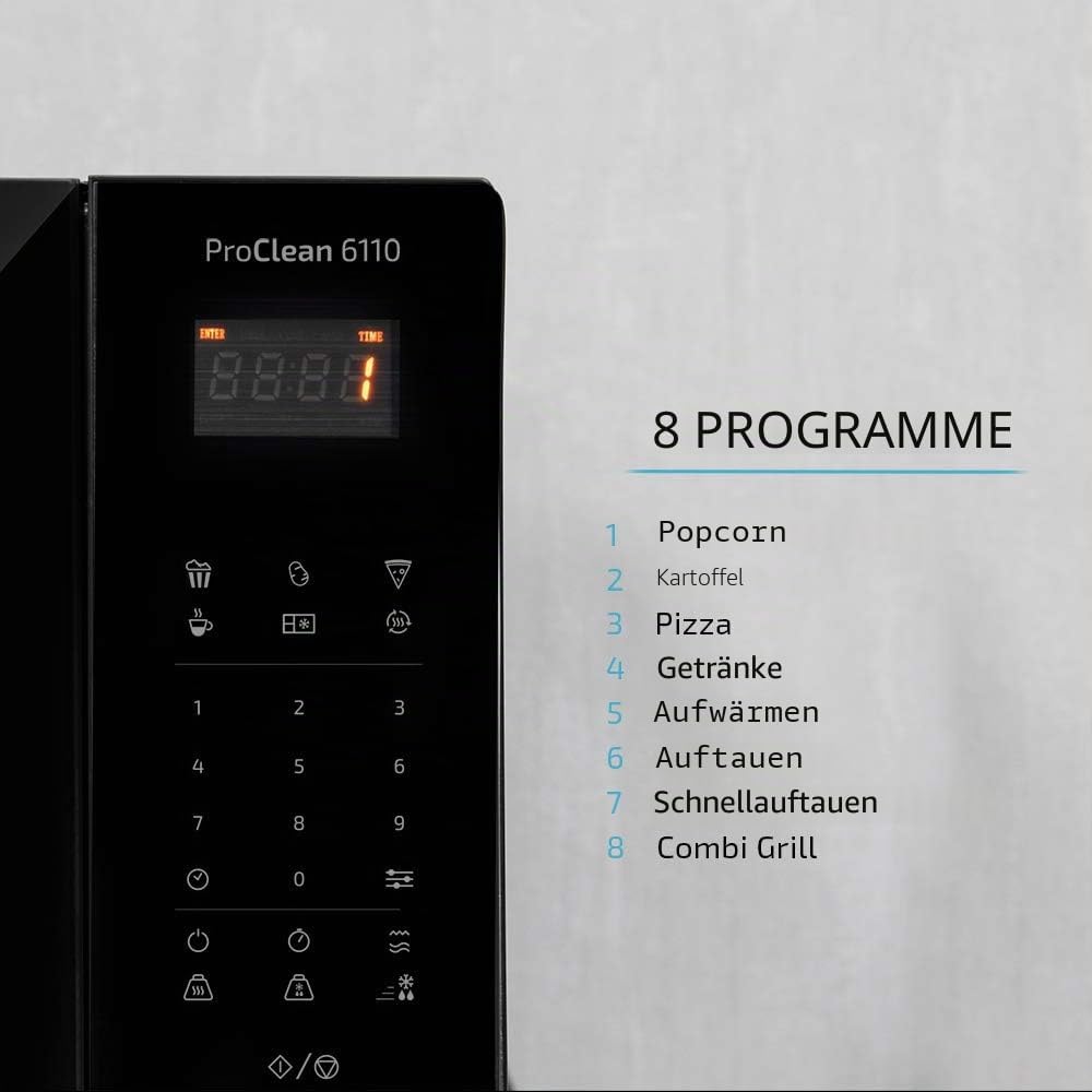 Cecotec Mikrowelle Pro Clean 6110. 800 W, Grill 1000 W, 23 L, Ready 2 Clean Beschichtung 3D Wave Fro