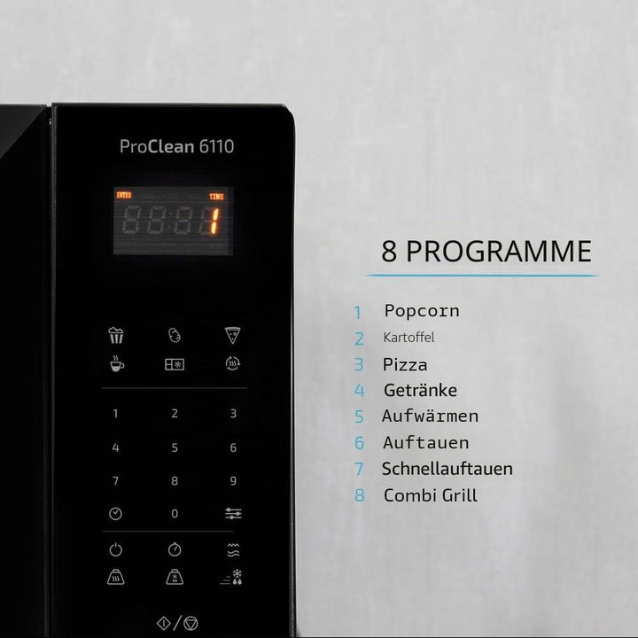 Cecotec Mikrowelle Pro Clean 6110. 800 W, Grill 1000 W, 23 L, Ready 2 Clean Beschichtung 3D Wave Fro