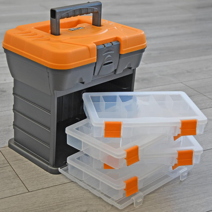 Werkzeug Organizer Koffer mit 4 Sortimentskasten Sortierbox Kleinteilkoffer SET Werkzeugkoffer Sorti
