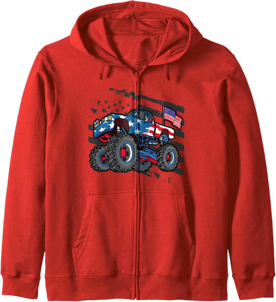 American Flag Trucker - Männer Frauen Jungen Monster Truck Kapuzenjacke