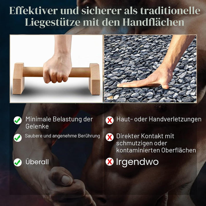 AnExer Wooden Push-Up Handles, Parallettes für Calisthenics, rutschfeste Push-up Bars Joint-Friendly