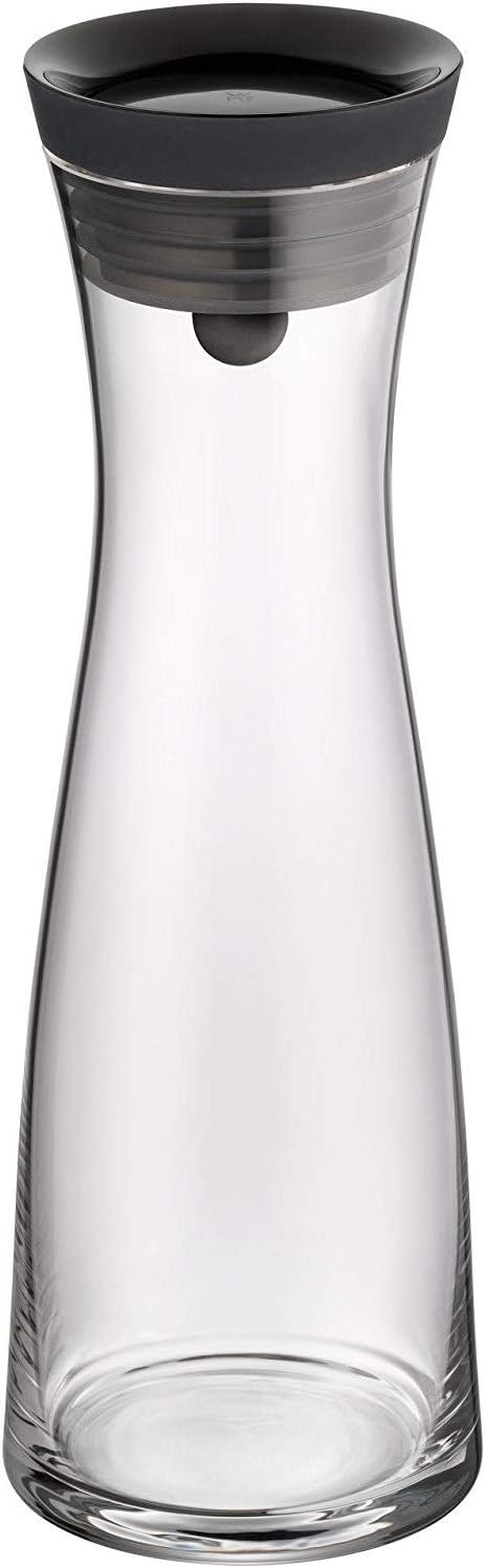 WMF Basic Wasserkaraffe aus Glas, 1 Liter, Glaskaraffe mit Deckel, Silikondeckel, CloseUp-Verschluss