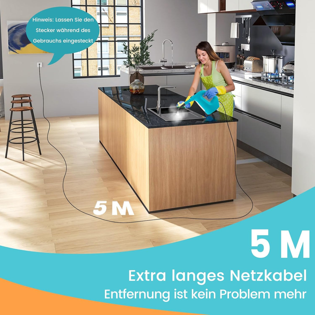 COSTWAY Dampfreiniger 1500W, Tank: 400 ML, Temperatur: bis zu 125℃, Aufheizzeit: 1 min., Dampfdruck: