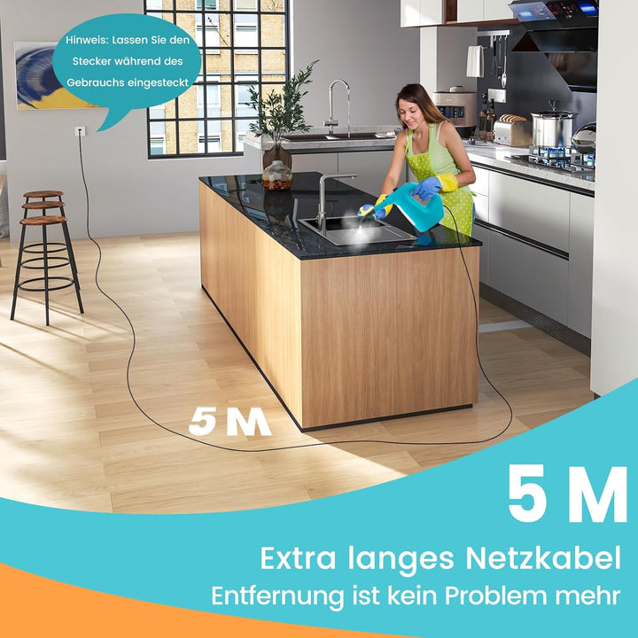 COSTWAY Dampfreiniger 1500W, Tank: 400 ML, Temperatur: bis zu 125℃, Aufheizzeit: 1 min., Dampfdruck: