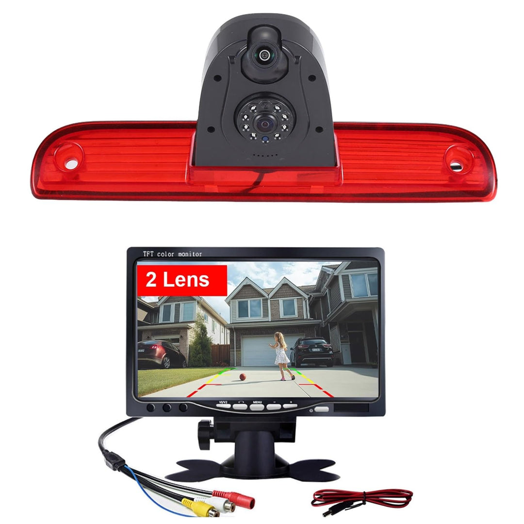 Doppel-Rückfahrkamera im Bremsleuchte,Auto Rückfahrkamera mit Zwei Kameras+7" LCD Monitor für FIAT D
