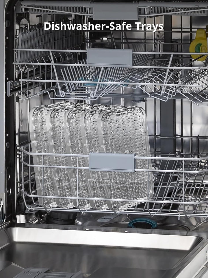 Dörrautomat mit 5 Ebenen, Kompakter Lebensmittel-Dörrer mit LED-Anzeige, 250W Trockner für Fleisch,