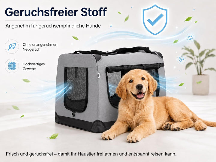 Zedelmaier Hundebox Faltbar Hundetransportbox, XL 81x58x56cm, robust Transportbox für Hund Gross Hun