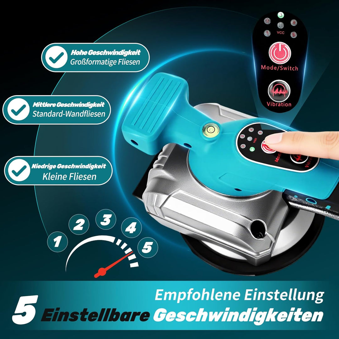 YEARTOP Akku-Fliesenrüttler für Makita 18V Akkus, Fliesenverlegemaschine mit 125mm Saugkopf &amp; 5 eins