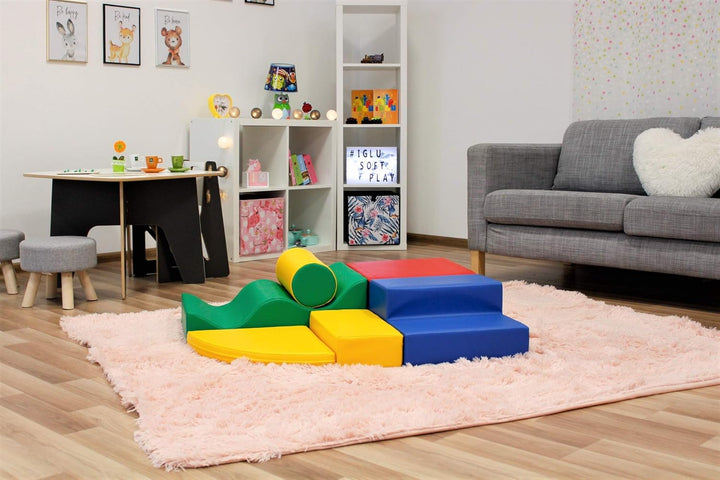 IGLU SOFT PLAY 6 Softbausteine Riesenbausteine Schaumstoffbausteine - Anti-Rutsch (Blau,gelb,grün,ro
