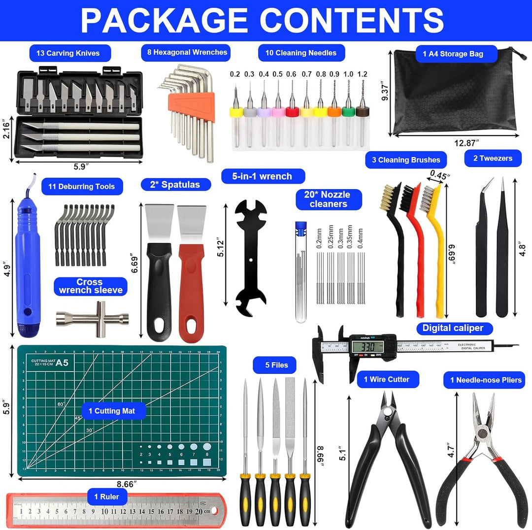 YOTINO 82 PCS 3D Drucker Zubehör, 3D Druck Werkzeug Tool Kit, mit Pinzetten, Zangen, Schnitzmesser,