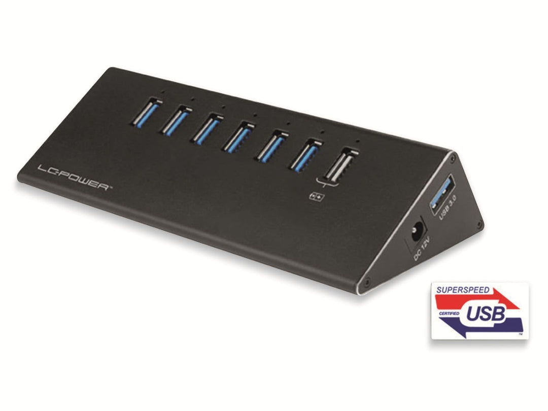 LC Power USB3.0 HUB LC-HUB-ALU-2B-7 7-Port Schwarz Retail