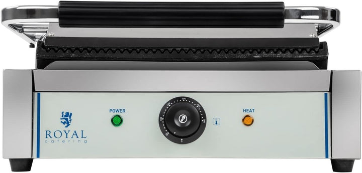 Royal Catering RCKG-2200-G Kontaktgrill Elektrogrill Panini Grill (2200 W, 230 V, Fettauffangschale,