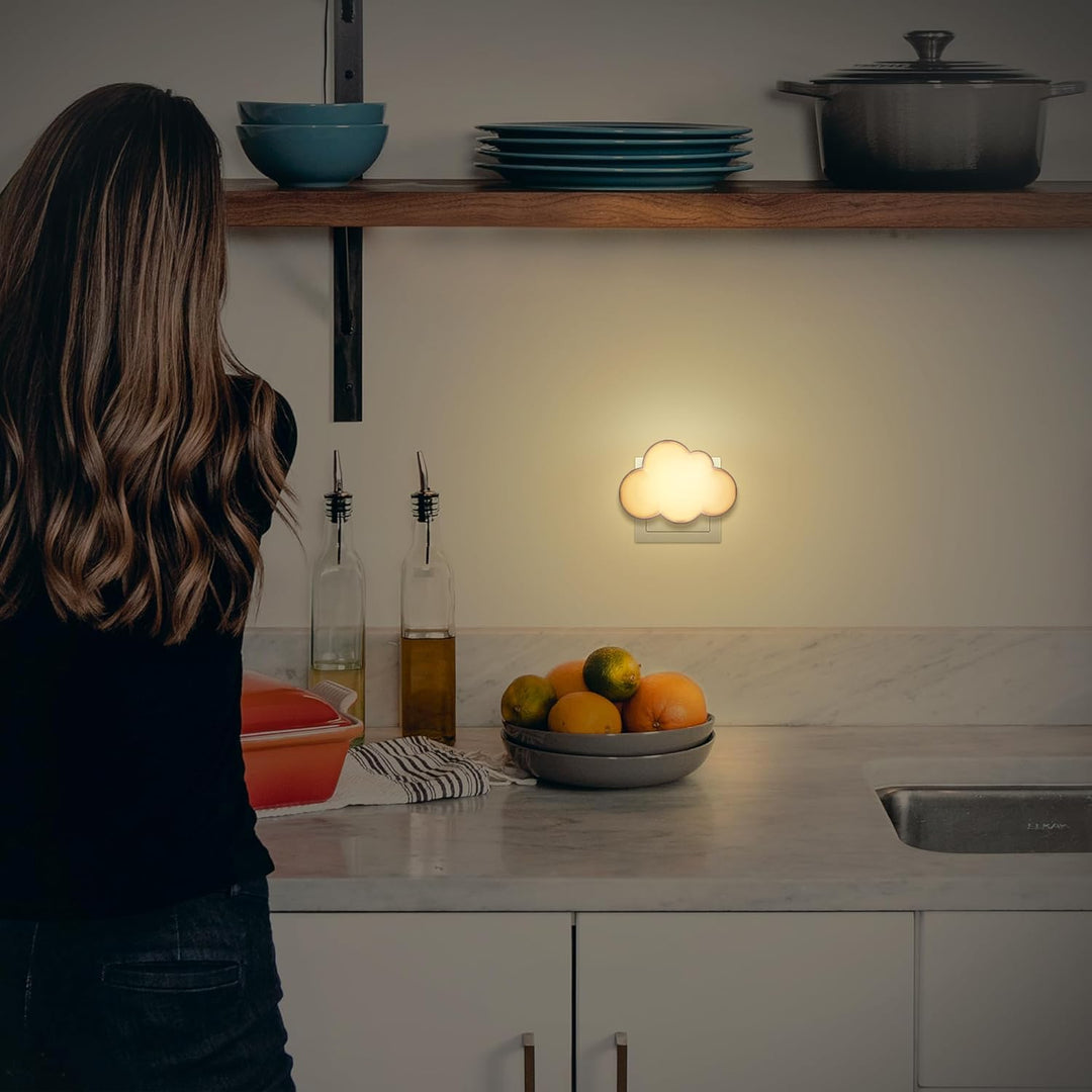 Wetry Nachtlicht Baby Steckdosen Nachtlampe Steckdosenlicht Automatisch 4 Stück Stilllicht LED Wolke