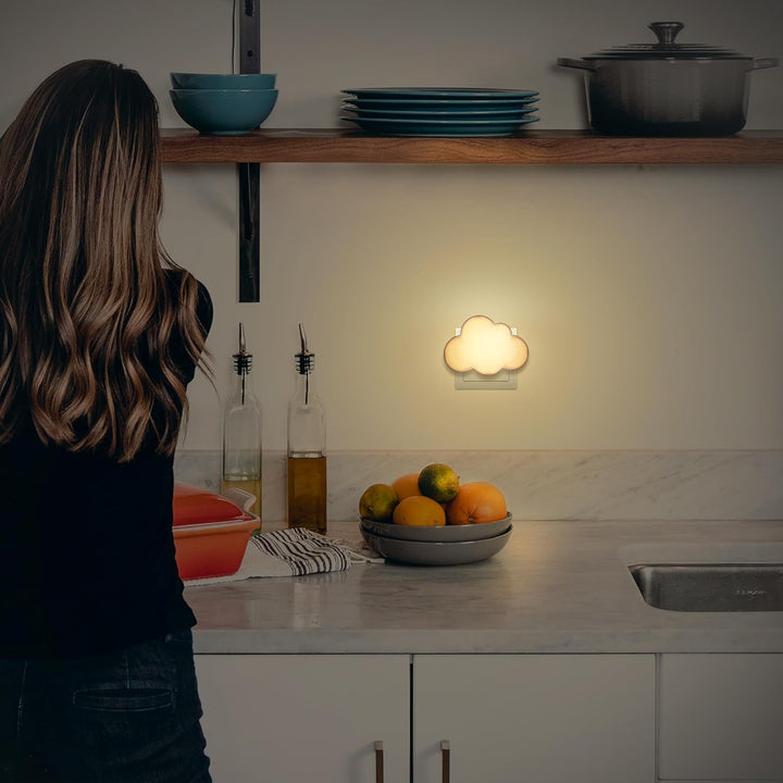 Wetry Nachtlicht Baby Steckdosen Nachtlampe Steckdosenlicht Automatisch 4 Stück Stilllicht LED Wolke