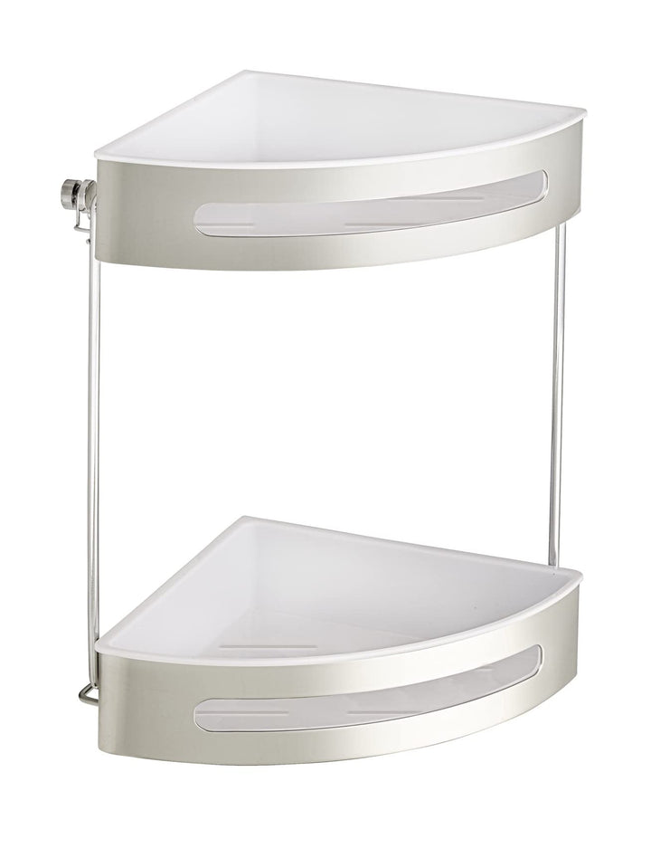 WENKO Eckregal 2 Etagen Premium Plus - Eckablage, Eckwandablage, Edelstahl rostfrei, 28.5 x 31 x 21