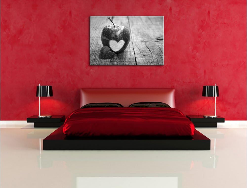 Pixxprint Herzschnitzerei in Apfel als Leinwandbild/Grösse: 100x70 / Wandbild/Kunstdruck/fertig besp