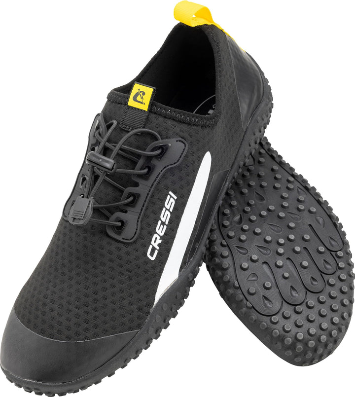 Cressi Sonar Shoes - Unisex Wasserschuh für Erwachsene aus Mikroperforiertes Gewebe Schwarz Gelb 37
