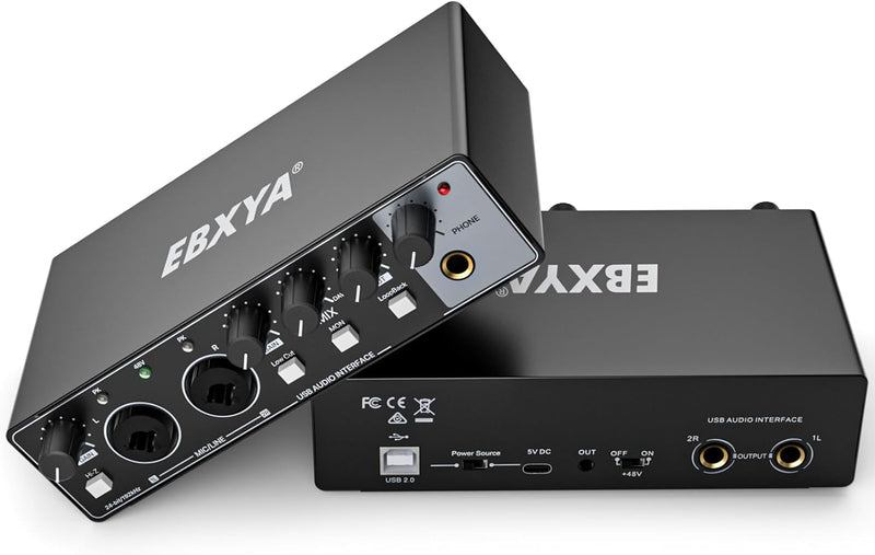 USB Audio Interface, EBXYA 24-Bit/192 kHz USB Soundkarte für Mac, PC, Phone, Mit MIC/XLR/Line Eingän