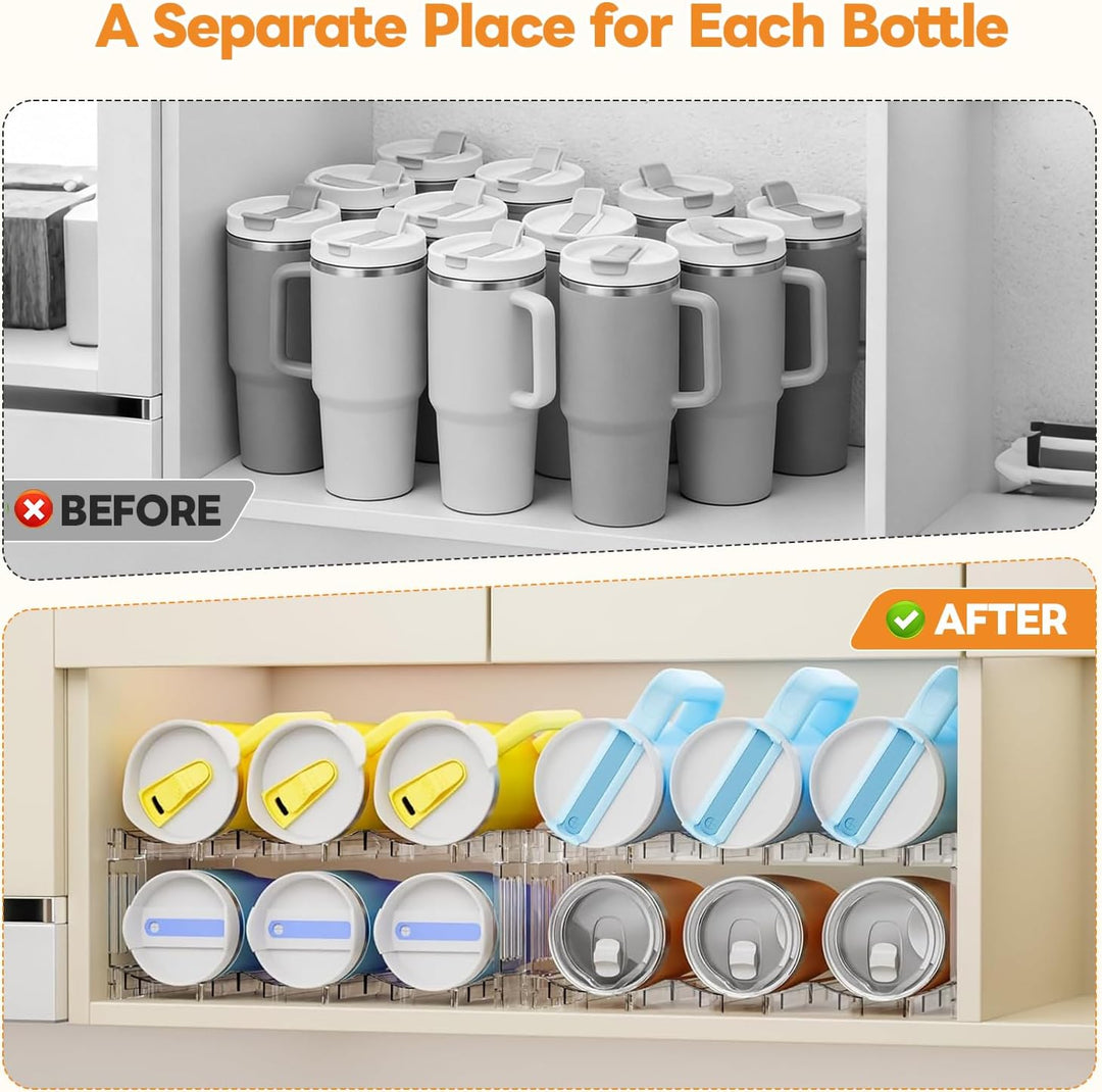 Stapelbarer Flaschenorganizer für Stanley Cup - Transparenter 3 Schichten Weinregal Flaschenhalter f