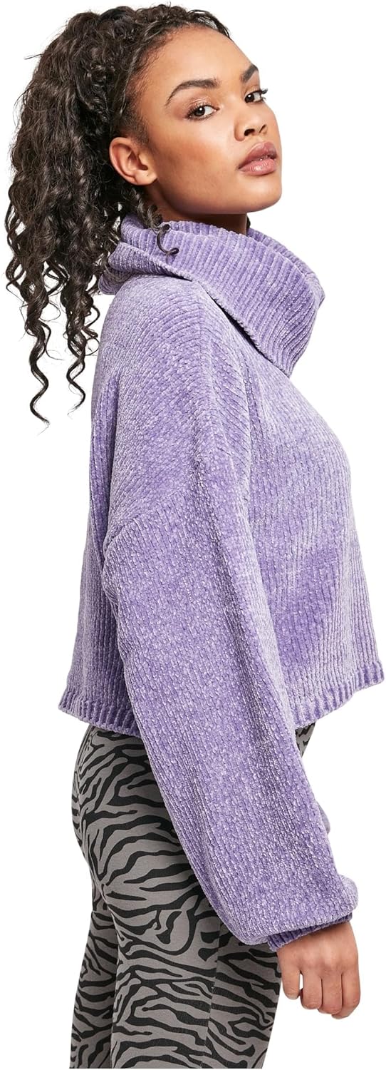 Urban Classics Damen Tb4516-ladies Short Chenille Turtleneck Sweater Sweatshirt S Lavender, S Lavend