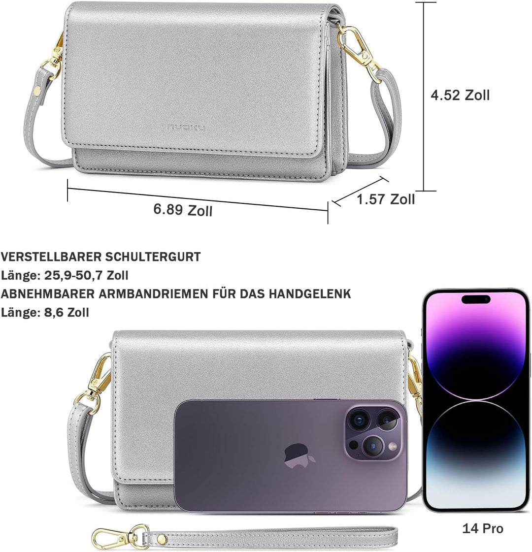 nuoku Handytasche Zum Umhängen Damen, Handytasche mit Geldbörse Zum Umhängen, Umhängetasche Damen, C