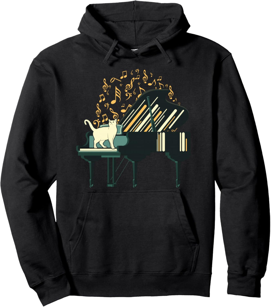 Katze Klavier Pianist Haustier Musik Musiker Geschenk Pullover Hoodie
