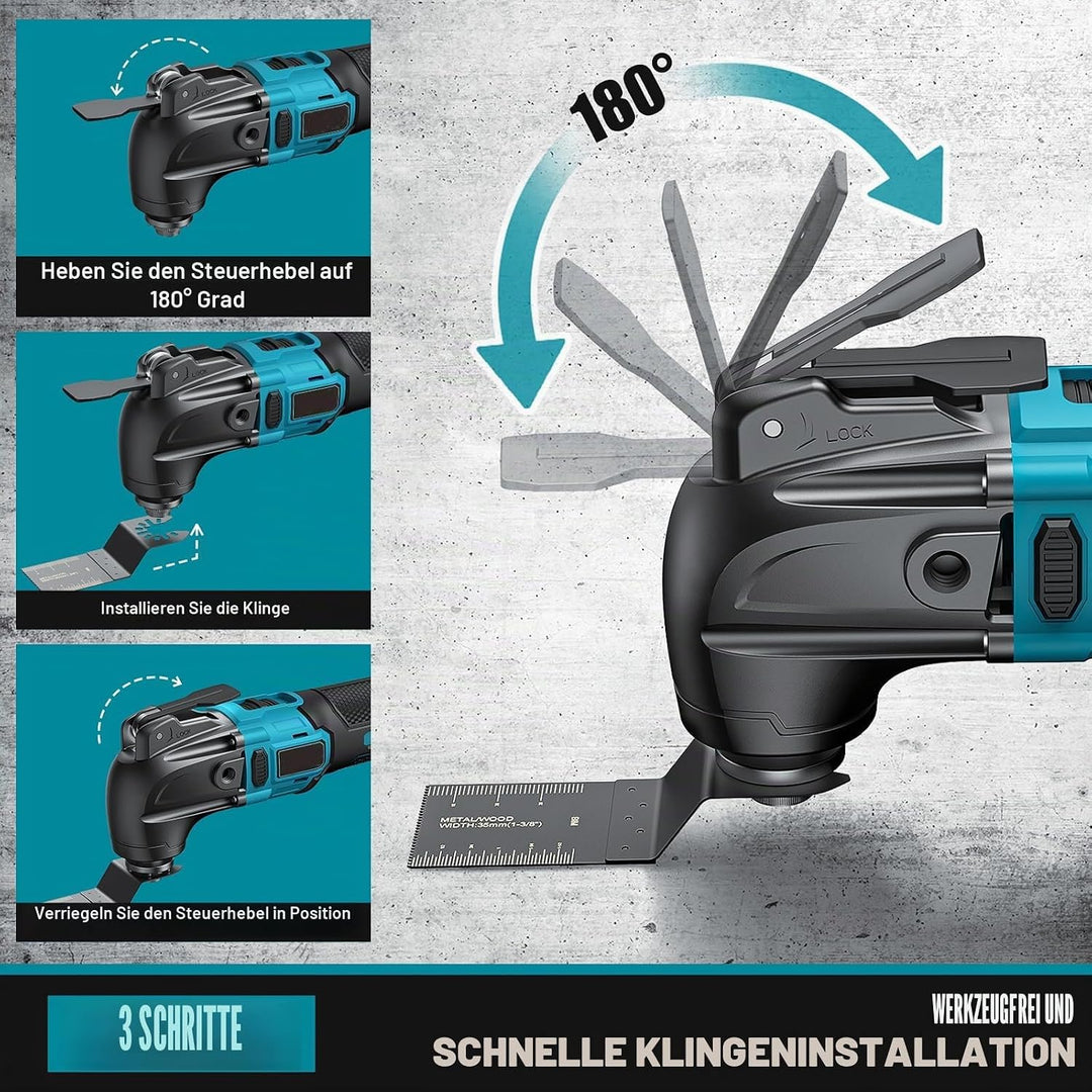 Akku-Multifunktionswerkzeug Kompatibel mit Makita Akku 18V, Kabelloses Oszillierendes Werkzeug-Set,