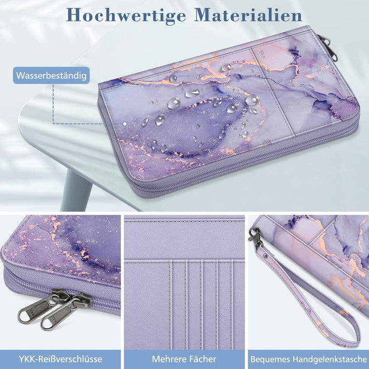FINTIE Reisepass Tasche Familie Reiseorganizer, Wasserdicht Reisepasshülle Ausweistasche Dokumentee