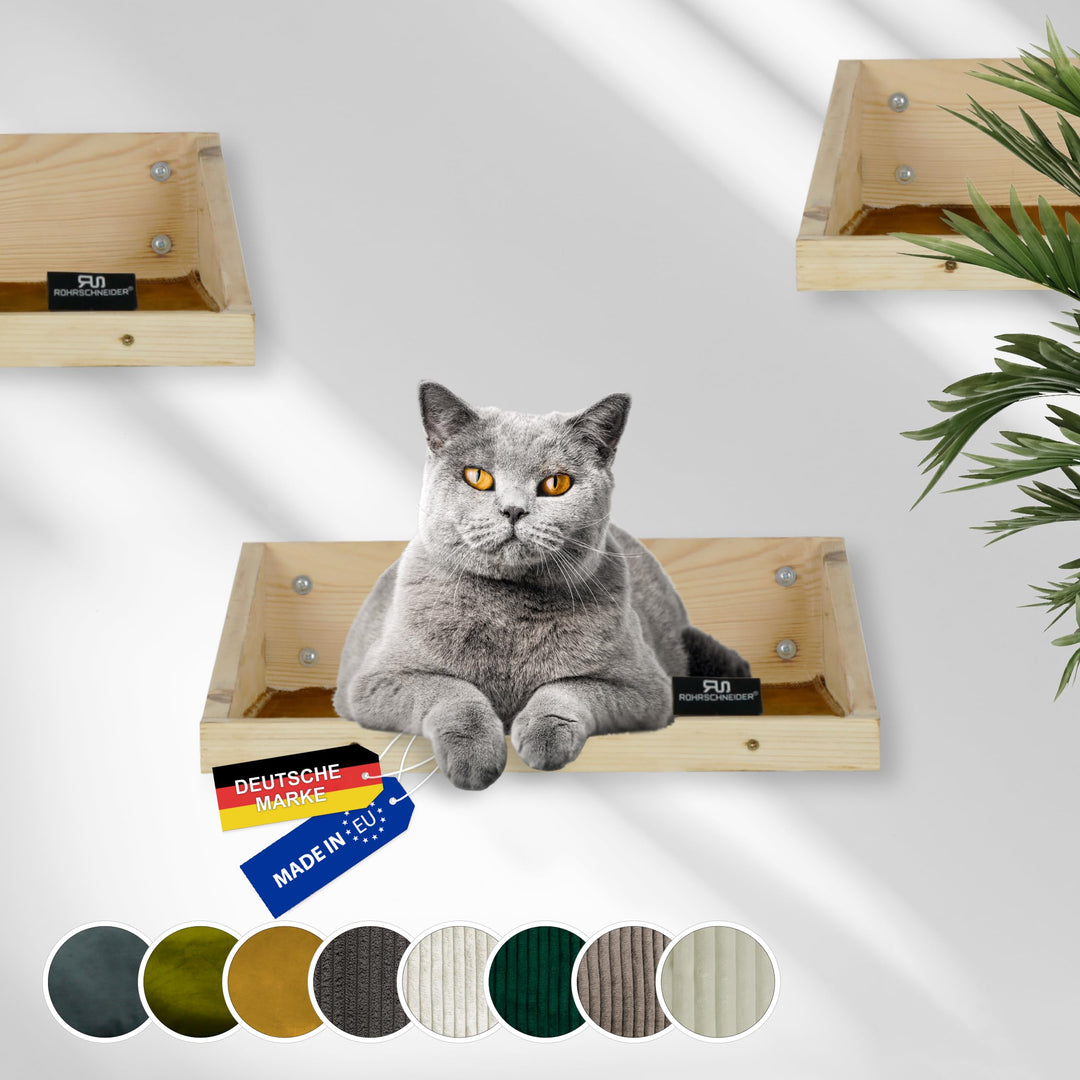 Rohrschneider Katzentreppe Wand | Made in EU | Kletterwand Katzen | aus Kiefernholz | belastbar bis
