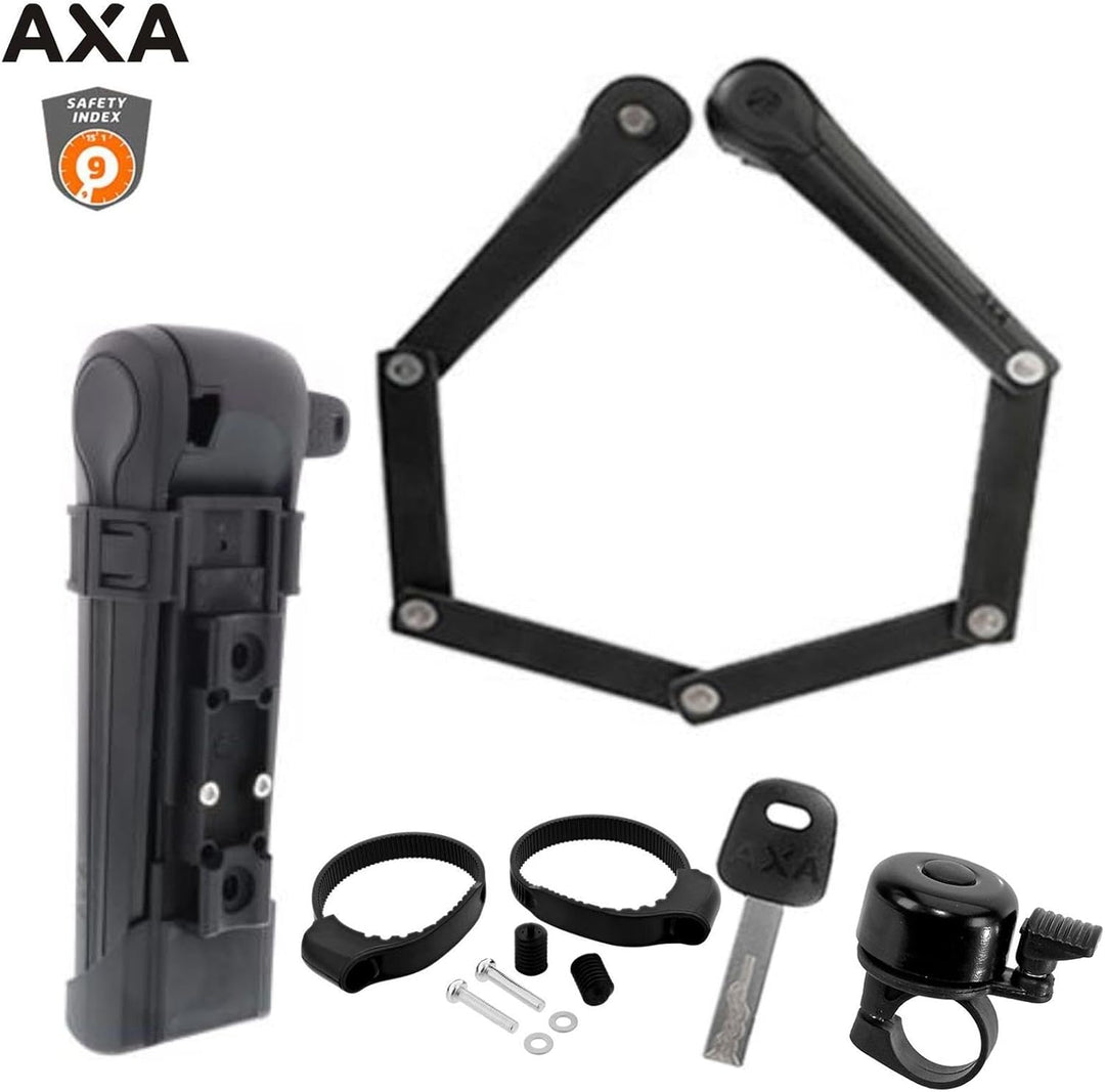 Angebot-Set / 1 x Axa Fold 100 Faltschloss Fahrradschloss E-Bike in Schwarz Länge 100 cm - Safety Le