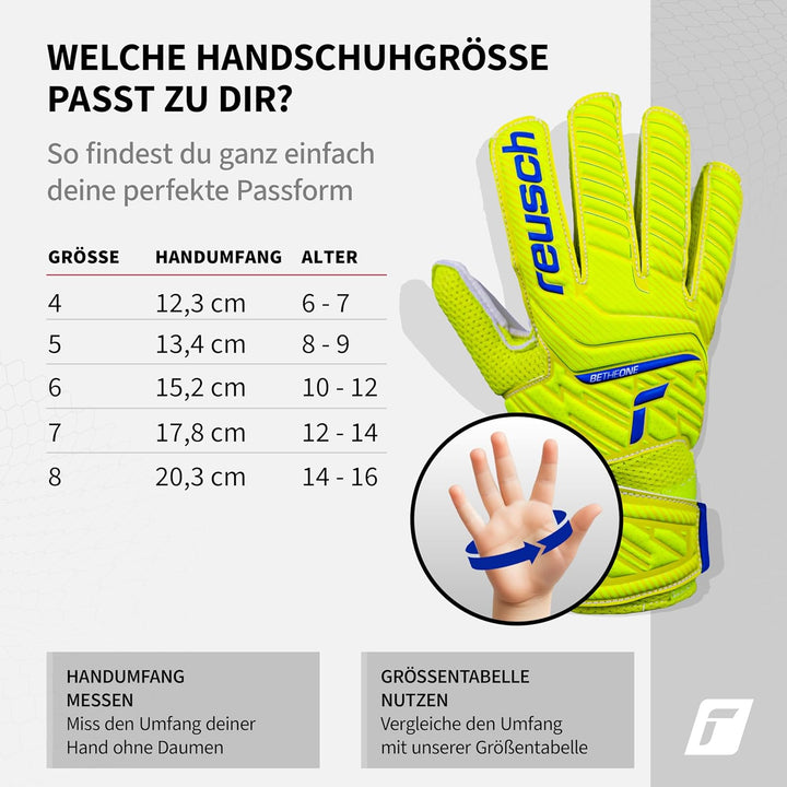 Reusch Jungen Attrakt Junior Unisex Torwarthandschuhe mit Aussennaht Schnitt und Solid Belag, Geeign