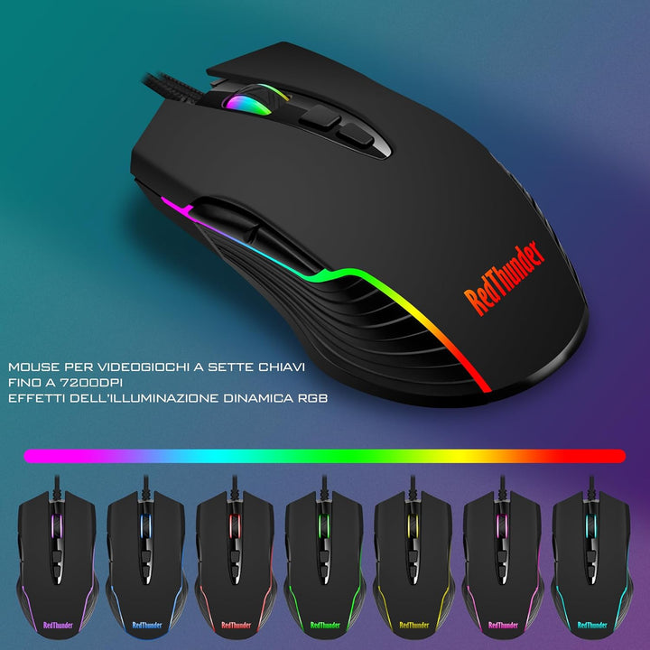 RedThunder K10 Gaming-Tastatur- und Maus-Set, Layout IT Metallplatte und Handballenauflage, RGB-Hint