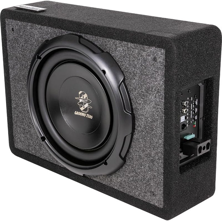 Ground Zero GZCS 25SUB-ACT Aktiv-Gehäusesubwoofer, 25 cm, 320/430 Watt, 50-150 Hz, 9-16 Volt, Downfi