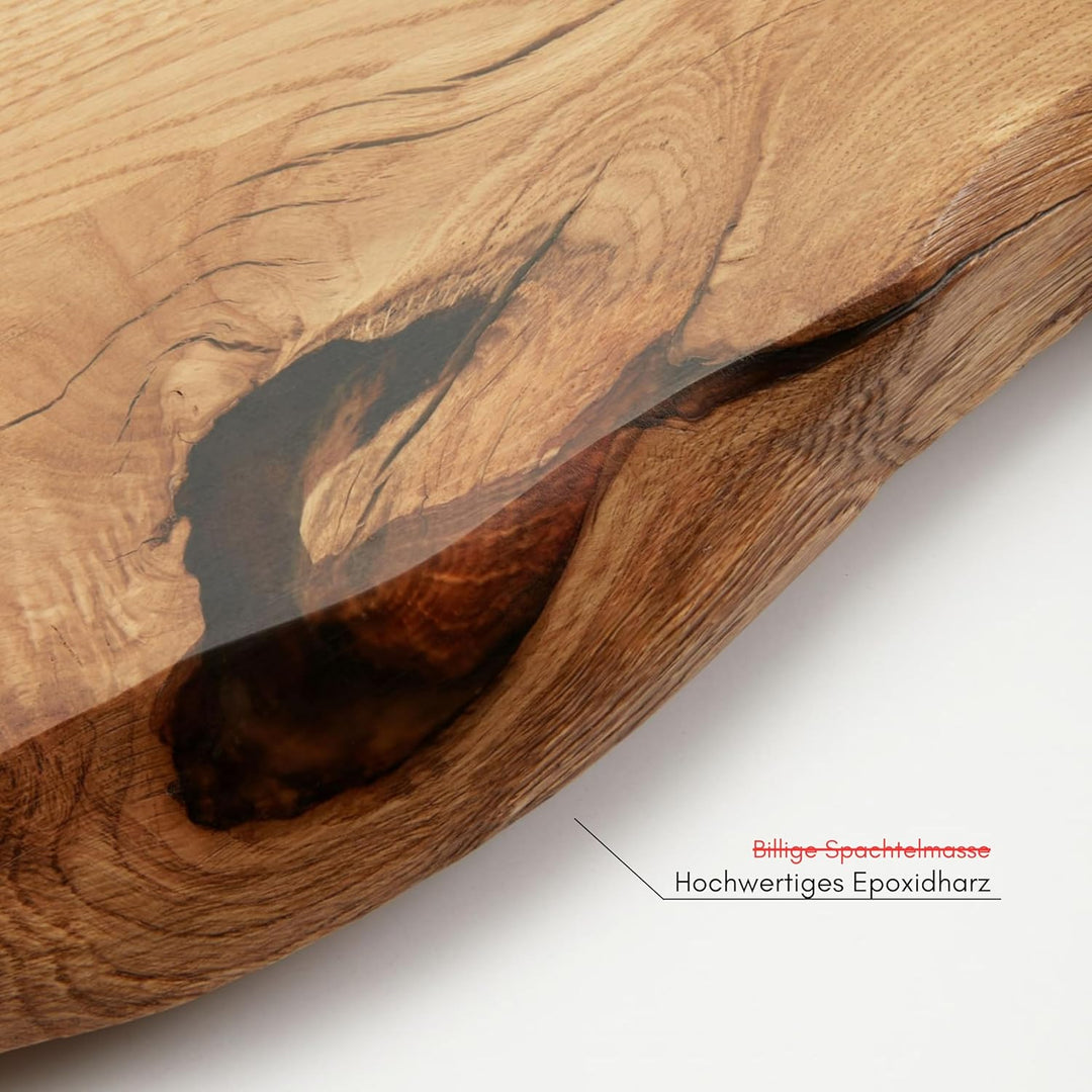 BestLoft Waschtischplatte Holz (Länge: 50 cm/Breite: 40-45 cm) Waschtisch Holz Eichenbrett Massiv 40