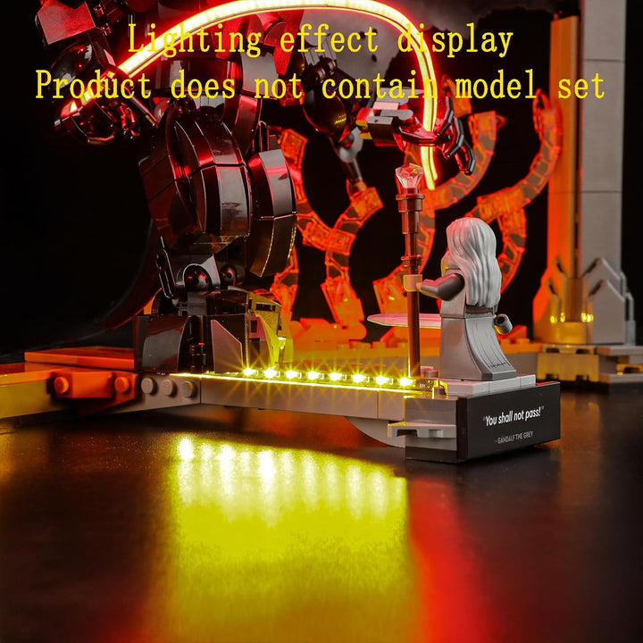 GEAMENT LED Licht-Set Kompatibel mit Lego Der Herr der Ringe Balrog Bücherstütze Icons 10367 Baustei