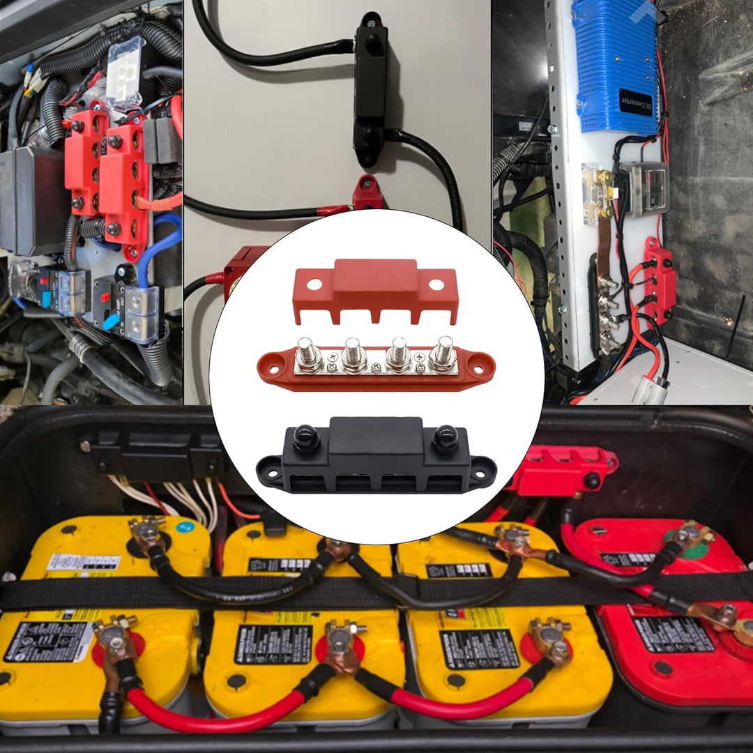 HISports Sammelschienen Verteilerblock 250A BusBar Box mit 4 x M10 Klemmenbolzen Hochleistungsmodul