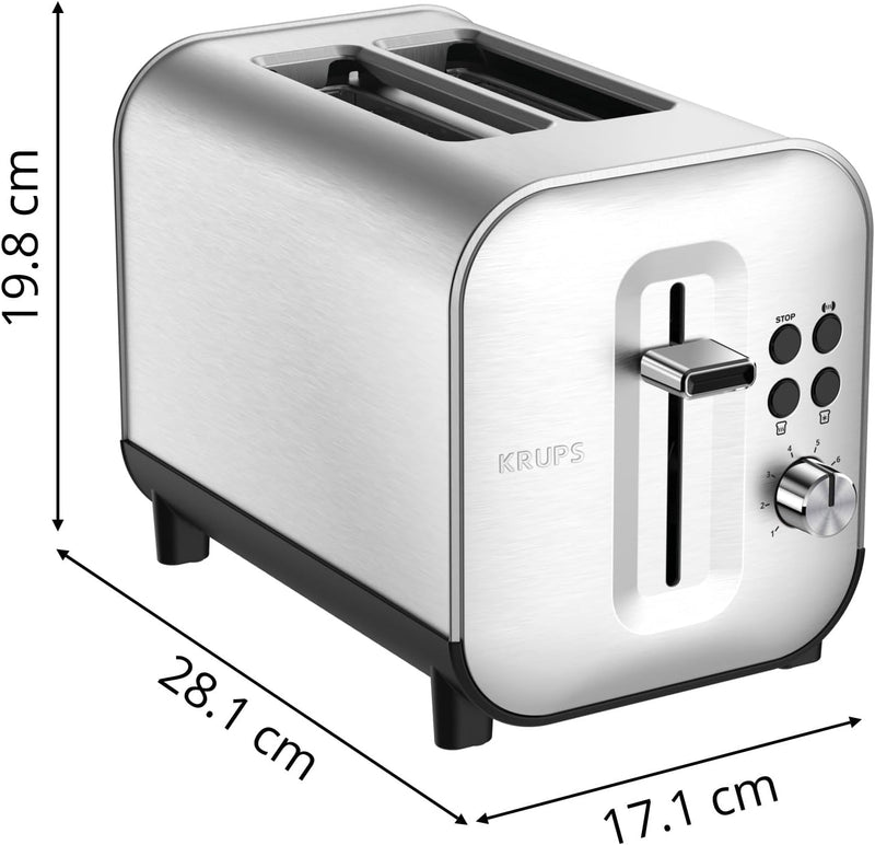 Krups KH682D Excellence Toaster | 8 Bräunungsstufen | 4 Funktionen | 2 Scheiben Toaster | Anhebevorr