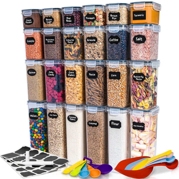 United Entertainment Vorratsdosen mit Deckel Luftdicht - Set 24 - BPA Frei Aufbewahrungsbox mit Deck