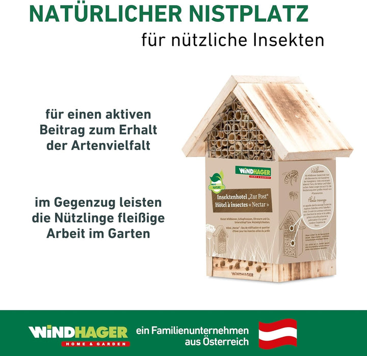 Windhager Insektenhotel ZUR POST, Insektenhaus Nistplatz Brutplatz, Schutz für viele nützliche Insek