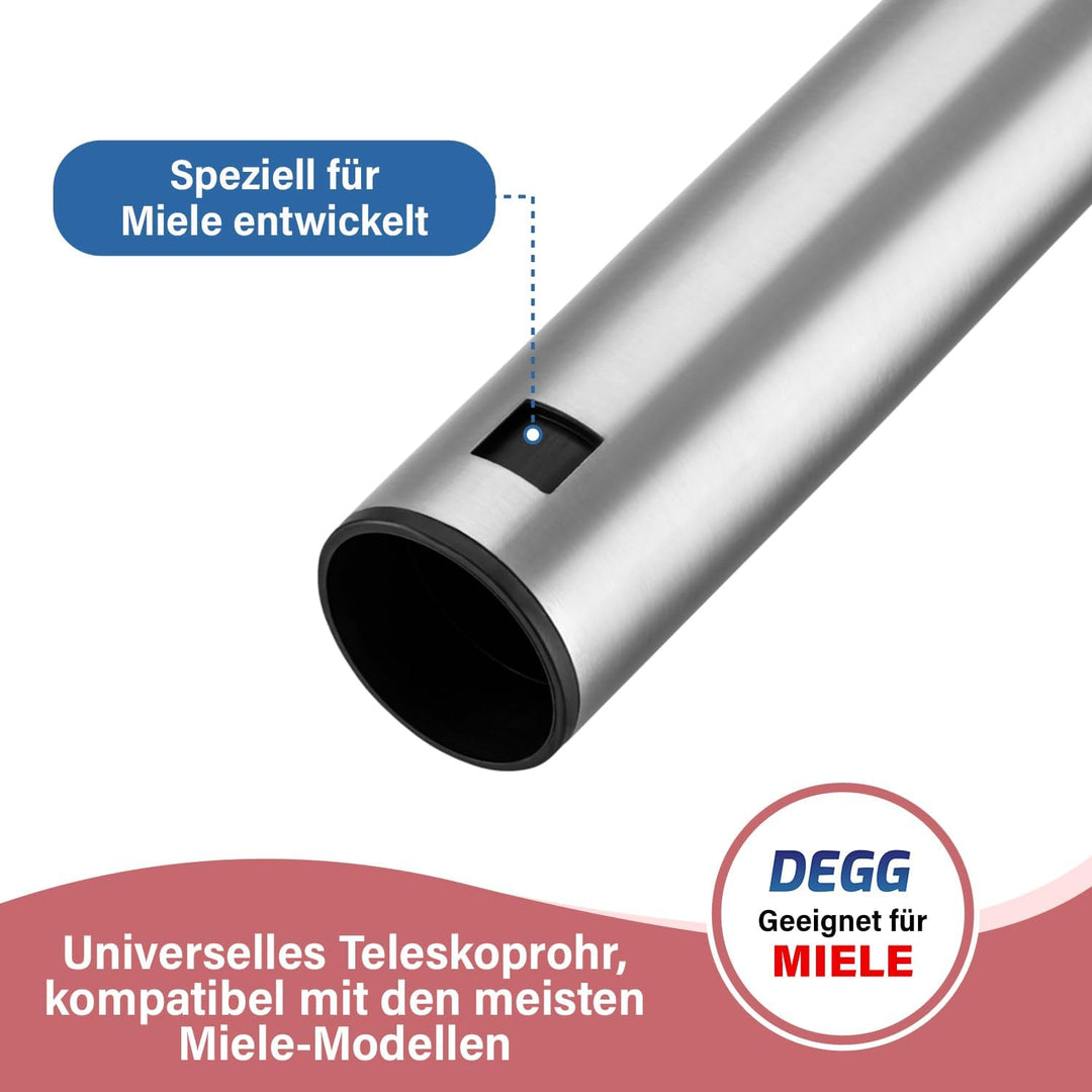 DEGG Teleskoprohr - Kompatibel mit Miele Staubsauger 35mm mit Klicksystem Teleskopstange Teleskopsta