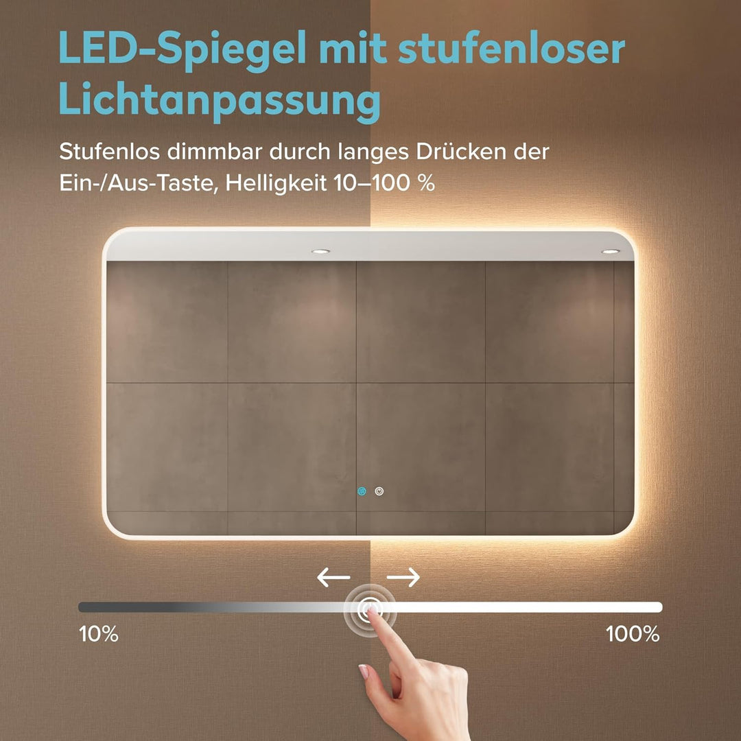 dopporo LED Badspiegel 140x70cm Badzimmerspiegel mit Beleuchtung Spiegel mit runden Ecken Wandspiege