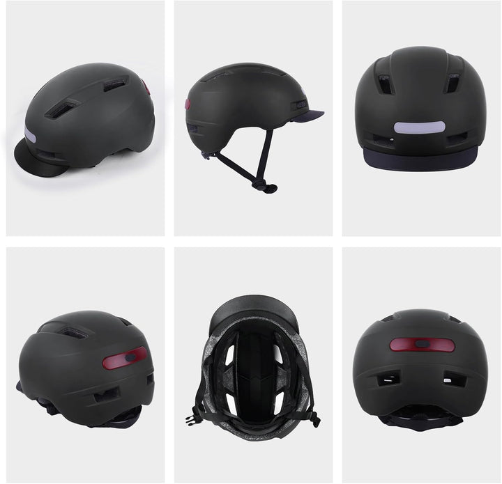 Shinmax Fahrradhelm Herren Damen, Helm Fahrrad mit USB Licht 5 Modi Fahrradhelm mit Visier, Mountain