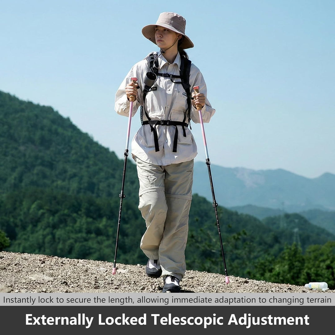 BISINNA Wanderstöcke 135cm Teleskop Trekkingstöcke aus Aluminium, Korkgriff, 2 Stück, Unisex für Erw
